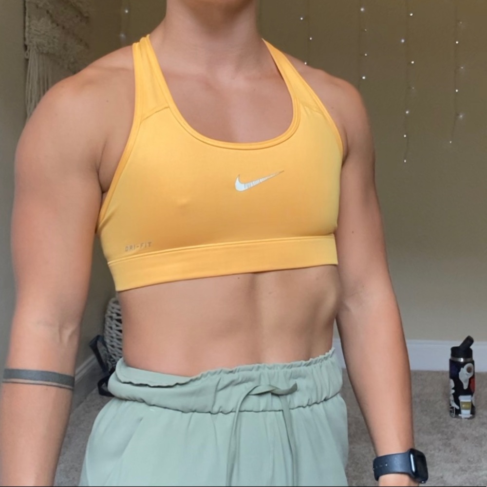 Nike pro racer back neon orange sports bra